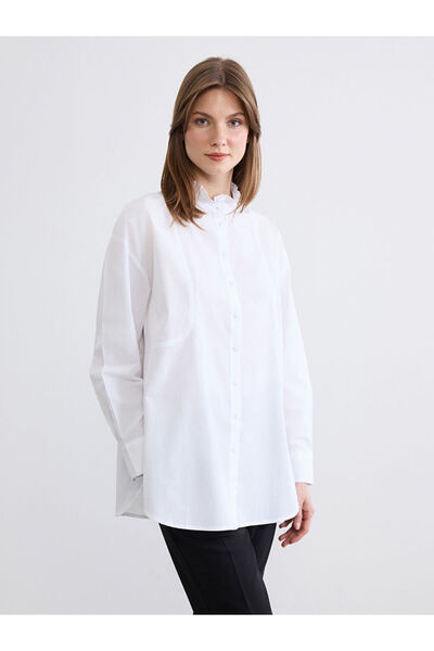 LC Waikiki Tunica camasa de dama cu guler Hakim alb poplin supradimensionat