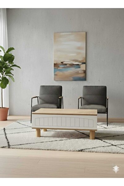 Kaçmaz Home Mobilya Bohem Orta Sehpa 90 x 55 Sepet Beyaz