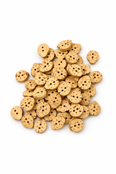 iğne izi 15 mm Wooden Button with Ladybug Figure – 50 Pieces