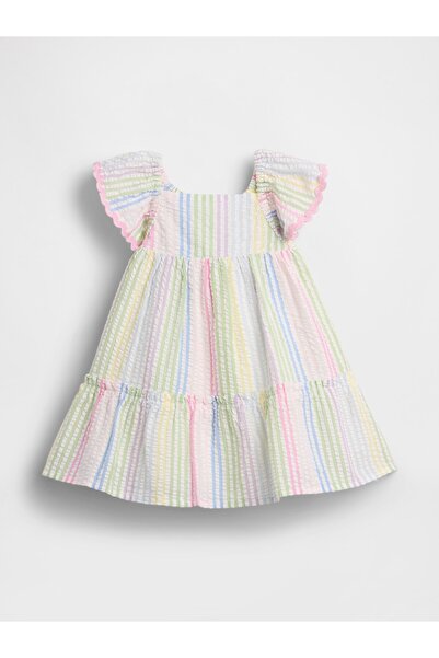 GAP Bebek Çok Renkli Seersucker Flutter Askılı Elbise