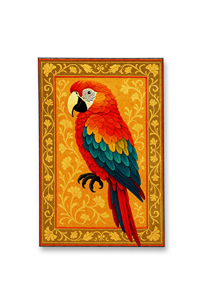 Rugs Modern Halı MOSSO Sarı Tema Papağan Figürlü Motifler Desenli Dokuma Taba...