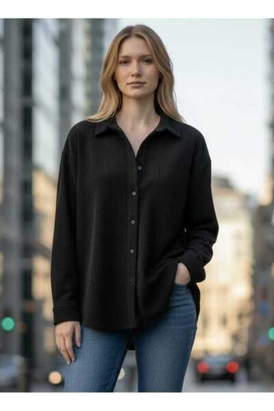 H&D DÜNYASI KADİFE FİTİLLİ DÜGMELİ CEPSİZ GÖMLEK