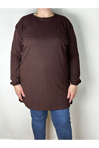 YAŞAR TRİKO Women's Brown Long Sleeve Ankle Elasticated Crew Neck Acrylic Lon...