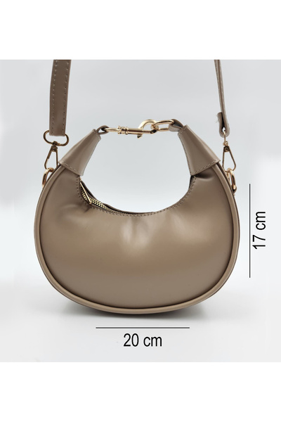 TUESFA Women's Hand and Shoulder Bag Half Moon Model with Gold Accessories, Quality Faux Leather, Daily Stylish Cross Strap