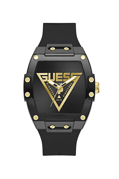 Guess Mens Black/Gunmetal/Grey Rectangle Analog Watch