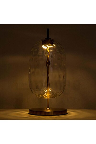 homelight LED table lamp, brass, Sheer glass