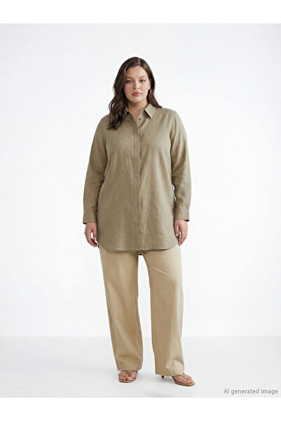 LC Waikiki New season khaki textured women's shirt tunic from gulis gi̇yi̇m