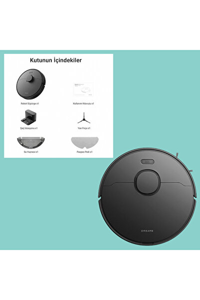 Dreame Robot Süpürge Akıllı Haritalama Paspas Özellikli WiFi Kontrollü Siyah