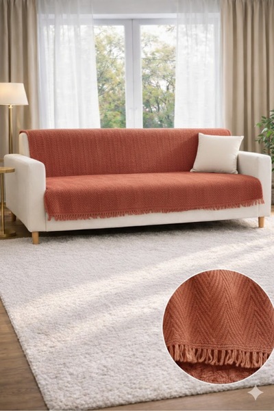 SEVHOME CONCEPT %100 Pamuk Kaymaz-Terletmez Koltuk Örtüsü-Koltuk Şalı Üçlü ve...