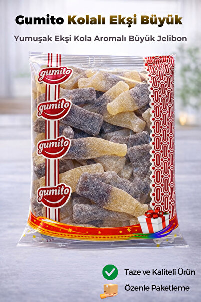 gumito Kolalı Ekşi Büyük Yumuşak Ekşi Kola Aromalı Büyük Jelibon 1000 gr