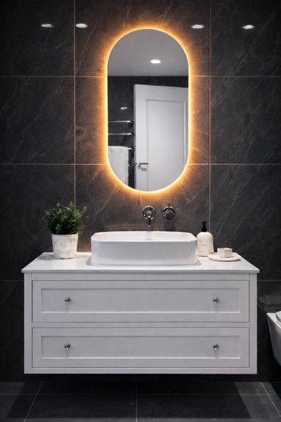 Digital Hayat Oval Elips LED Işıklı Ayna | Beyaz Günışığı Amber Mavi Kırmızı ...