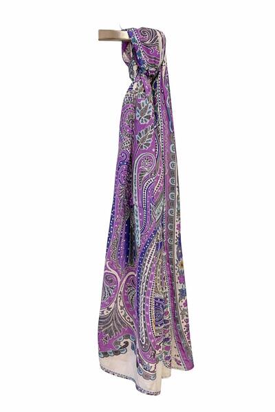 PAŞMİNA Kadın İpek Görünümlü Desenli Şal