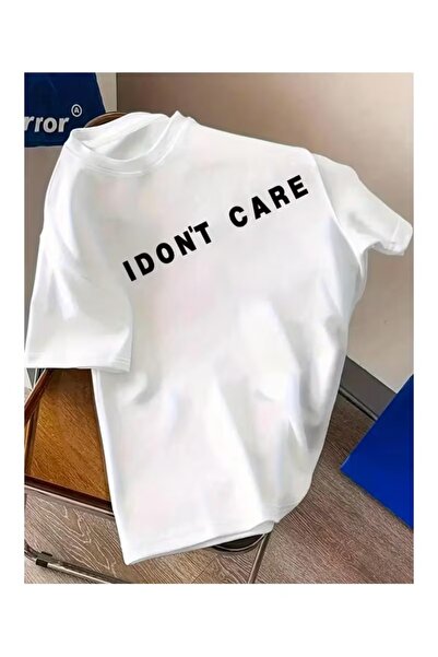 Massgai Unisex I Dont Care Printed Oversize 100% Cotton T-Shirt