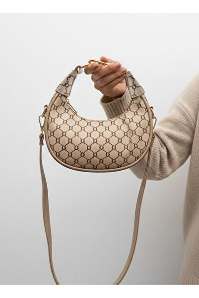 TUESFA Kadın Desenli El ve Omuz Çantası Kaliteli Suni Deri Yarım Ay Model Çap...