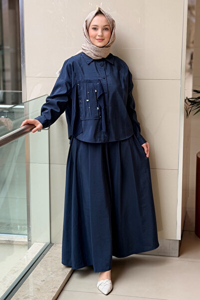 Ceremony Sağ Ön Bedeni Şifon Detaylı Kraş Ve Taş Süslemeli Etekli Dubai Takım