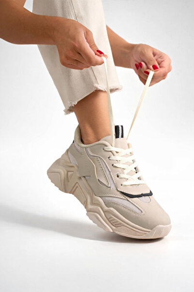 Encool Women's Beige Sneaker Shoes |   High-Sole Casual Sneakers, Thick-Soled...