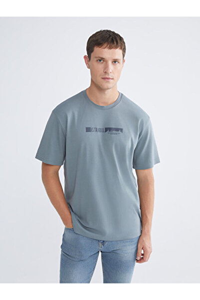 LC Waikiki Rmz Gi̇yi̇m Farkiyla Zero Roba Collar Printed Men's T-Shirt