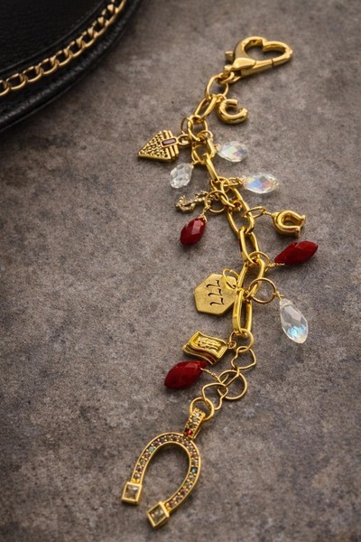MyVelora El Yapımı Personalized Lucky Charm Bracelet – 14K Gold Plated Initia...