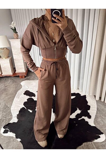 ALVOR 3 Yarn Fleece-Free Lace Collar Track Suit Set