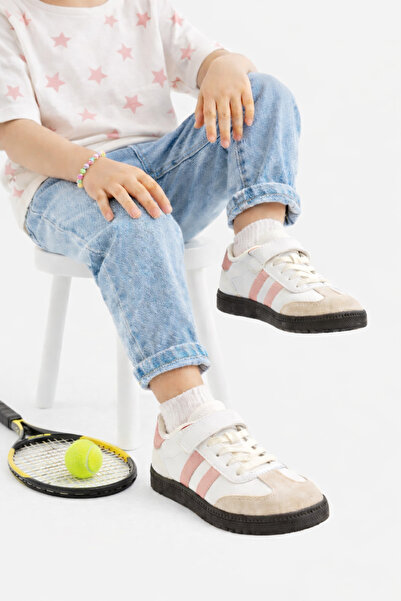 STOCON Daily White Powder Unisex Children's Sneaker Lace-Up Lightweight Flexi...