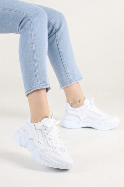 Encool Women's White Sneakers | High-Soled Daily Sneakers, Thick-Soled Trend Casual