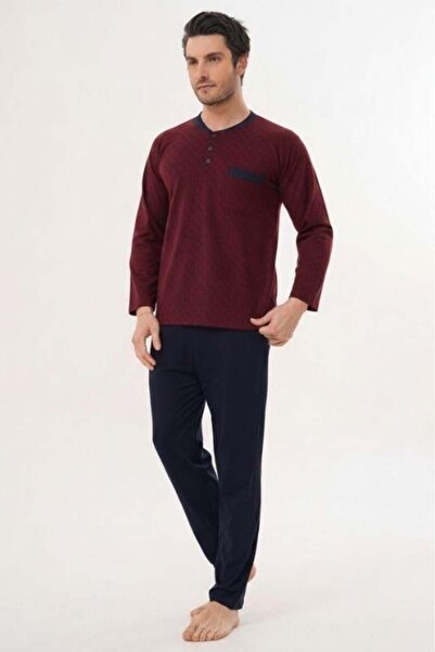 markalinda 3136 Claret Red Large Size Men's Pajama Set