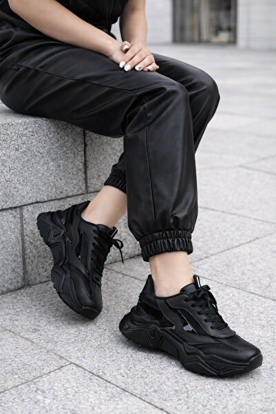 Encool Women's Black Sneaker Shoes |   High-Sole Casual Sneakers, Thick-Soled...