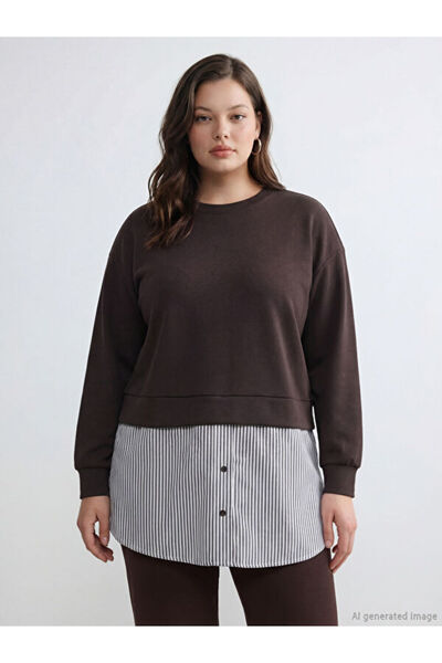 LC Waikiki Timeless Clothing & Zamansız Seçimler Gömlek Detaylı Kadın Sweatsh...