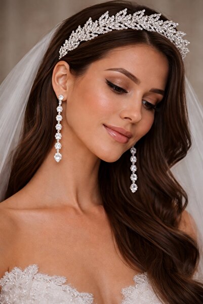 GlassySKY Stone Leaf Crown Wedding Bridal Henna Engagement Birthday Graduatio...