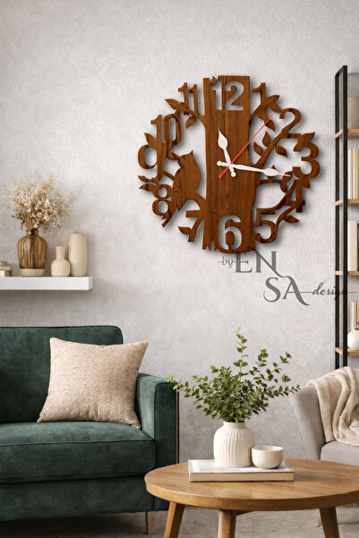 Ensa Design Tree Design Mdf Wall Clock 40cm – Decorative Wooden Wall Clock – ...