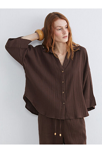 LC Waikiki Rmz Gi̇yi̇m Farkiyla Textured Loose Fit Women's Shirt