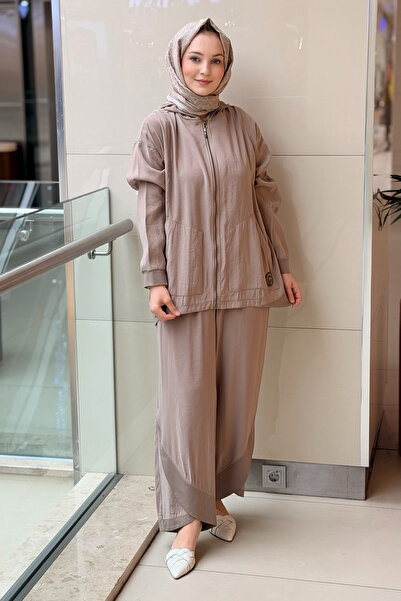 Ceremony Kapüşonlu Ve Fermuarlı Cebi Arma Detaylı Pantolonlu Modal Takım