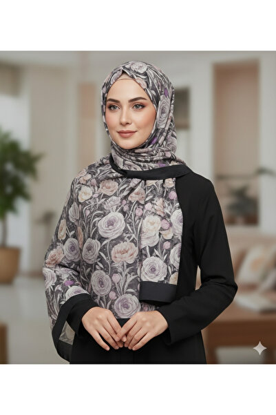 REMOMODA Patterned Floral Model Chiffon Shawl Italian Soft Shawl High Quality