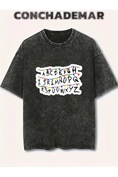 Vordevia Tricou oversize lavabil cu imprimeu Stranger Things, unisex, vintage...