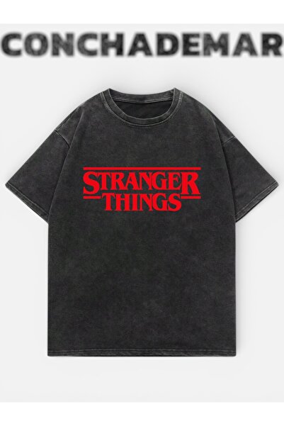 Vordevia Stranger Things Printed Washable Oversize T-Shirt Unisex Vintage Com...