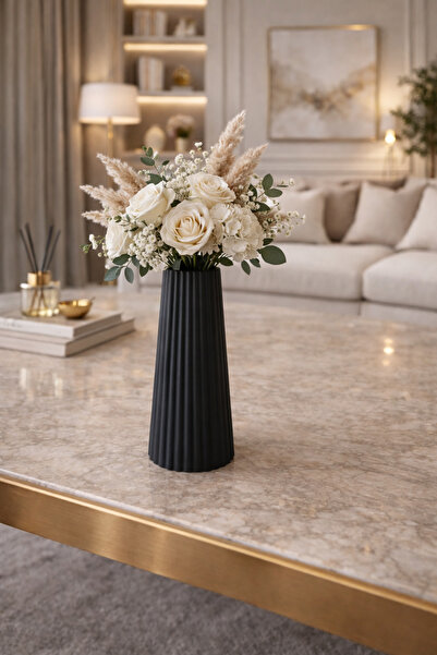 Nox Atelier Modern Vertical Striped Vase - Ribbed Vase (20 X 9)