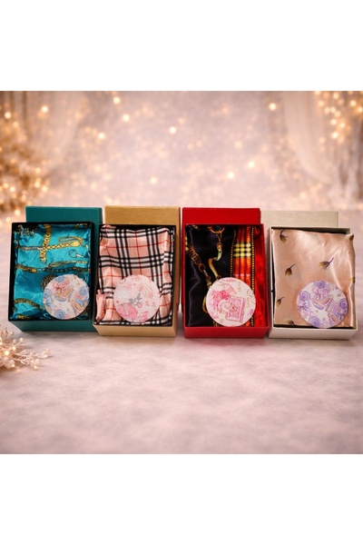 velve Pachet cadou 4 seturi esarfa satinata si oglinda, ambalate individual i...