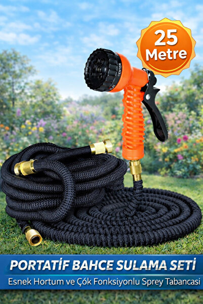 MUBX Uzayan Bahçe Hortumu 25 Metre Bahçe Sulama Hortumu 7 Fonksiyonlu Sprey B...