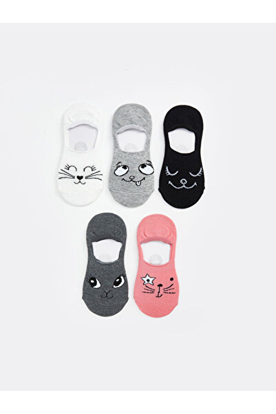 LC Waikiki Rmz Gi̇yi̇m Farkiyla Embroidered Girl's Bab Ballet Flats Rap 5-Pack