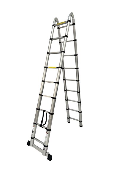 DAİMER 2.9+2.9 Metre Çift Taraflı Alüminyum Teleskopik 9+9 (18) Basamaklı Mer...