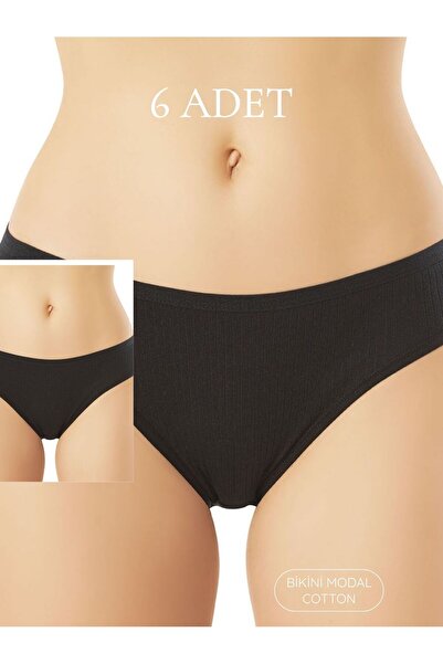 SEBURAM COLLECTION Cotton Breathable Ribbed Bikini Panties 6-Pack Underwear