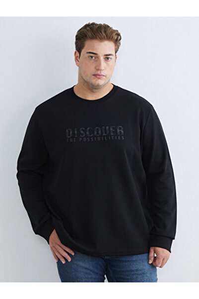 LC Waikiki Rmz Gi̇yi̇m Farkiyla Large Size Zero Roba Collar Printed Men's Swe...