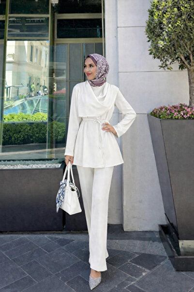 Tarzım Tuba Loose Hijab Suit with Draped Front