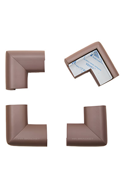 MR.BRACKET 4 ad. Hazır Yapışkanlı Kahve Kalın Kauçuk Yumuşak Bebek Köşe Koruy...