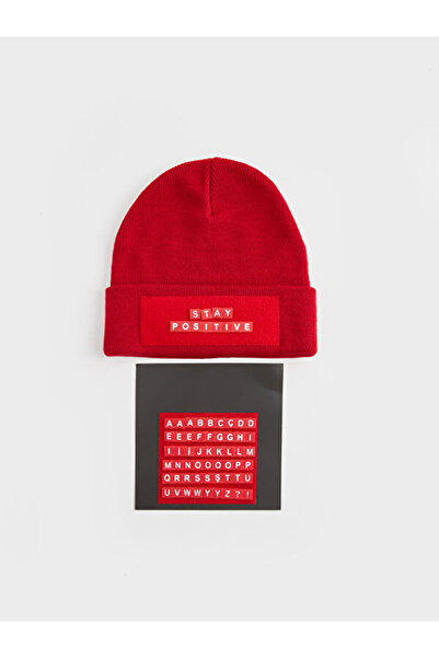 LC Waikiki Rmz Gi̇yi̇m Farkiyla Men's Knitwear Beanie with Velcro Lettering D...