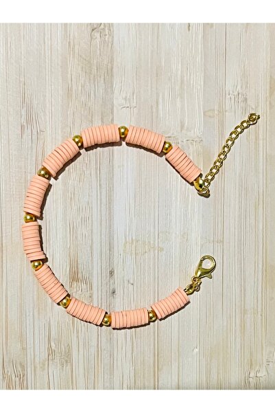 Öztürk Fimo Bracelet with Yellow Beads No. 4. Dark Salmon.
