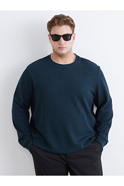 LC Waikiki Rmz Gi̇yi̇m Farkiyla Large Size Zero Roba Collar Men's Sweatshirt