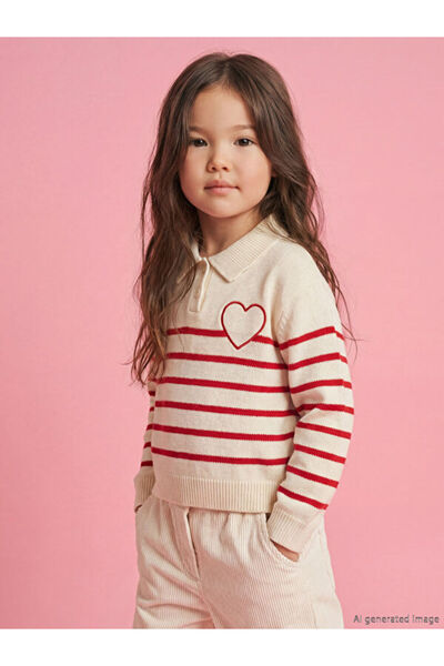 LC Waikiki Rmz Gi̇yi̇m Farkiyla Devrik Roba Collar Heart Embroidered Girls' K...