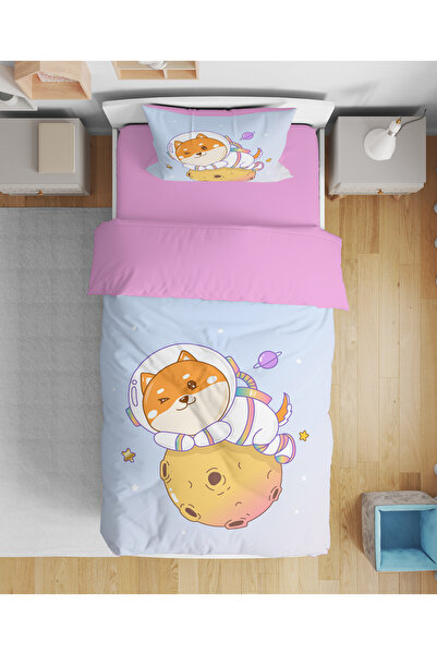 Erays Home Shiba Dog Patterned 3D Digital Printed Single Duvet Cover Set Slee...