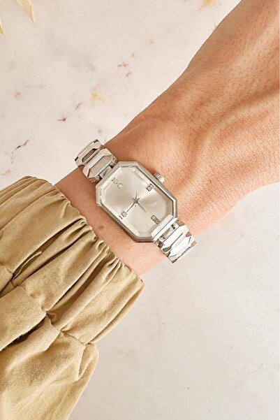 OQQO Helia Cornered Case Stone Dial Gray Women's Wristwatch